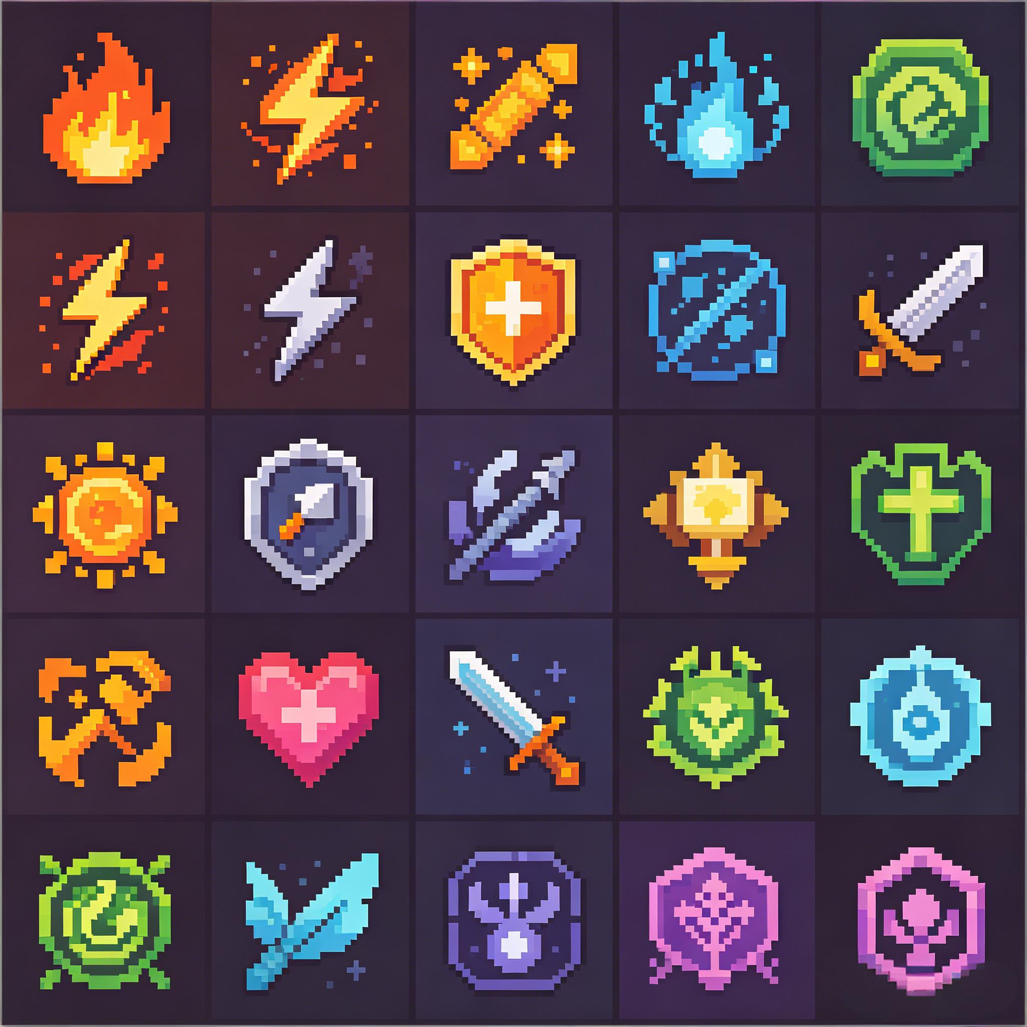 复古像素风 RPG 技能与状态图标套装